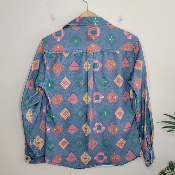 Ottway The Label | Riverston 80s Inspired Aztec Tribal Print Button Front Shirt - Picture 6 of 6